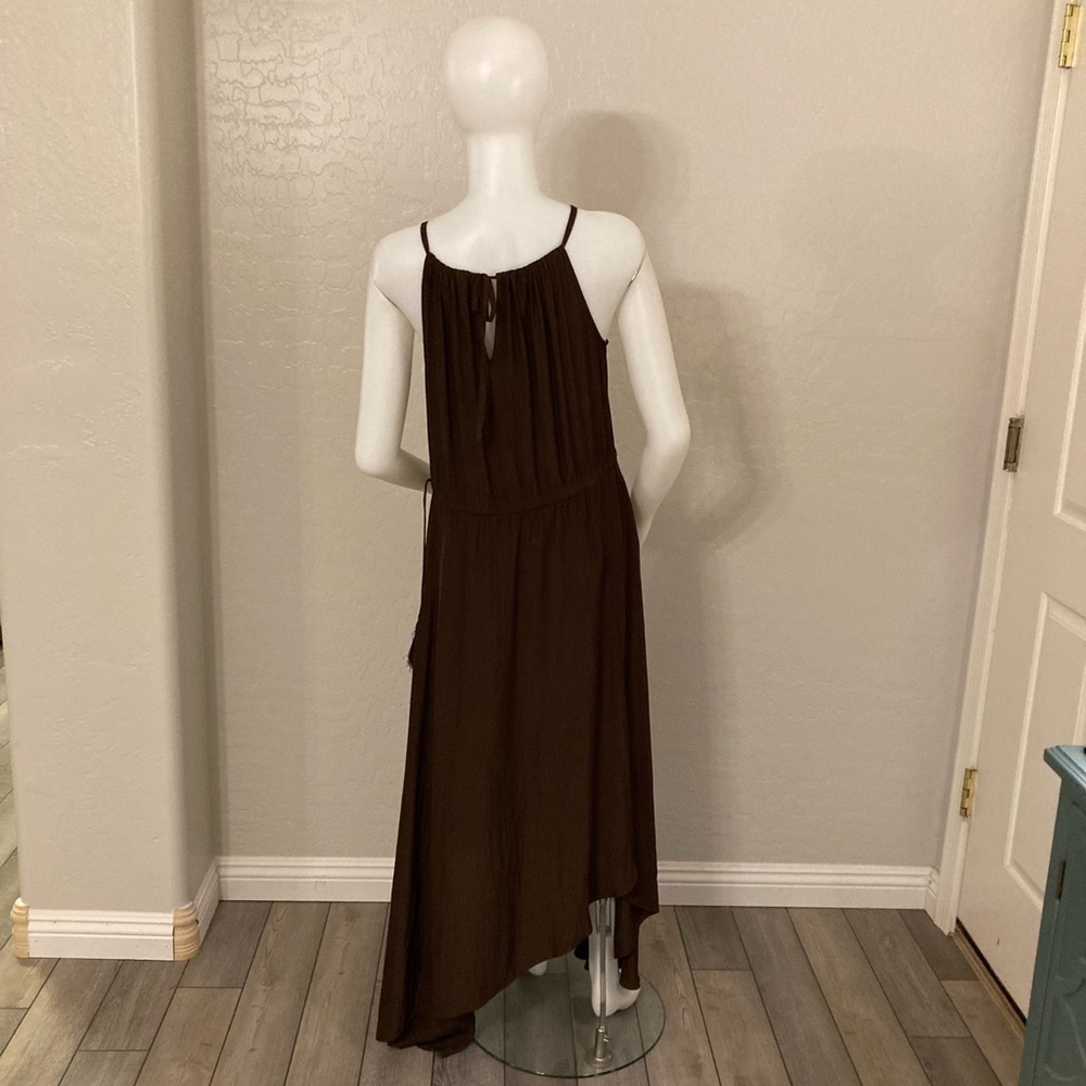 Calypso St. Barth Dress Sarah Brown Matte Satin Sleeveless Maxi Halter Small - Picture 11 of 13
